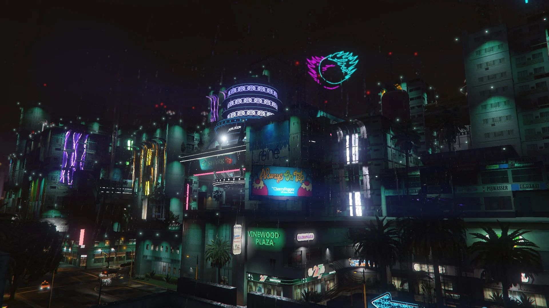 Here's a look at a Cyberpunk 2077-themed map mod (Image via OlegTemple || gta5-mods.com)